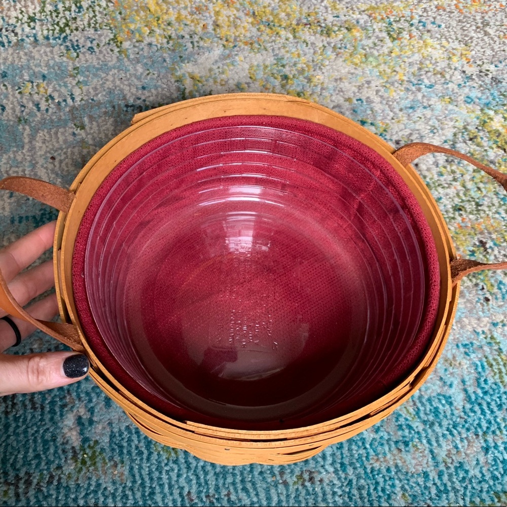 Longaberger 10” Round Basket with Red Liner ❤️